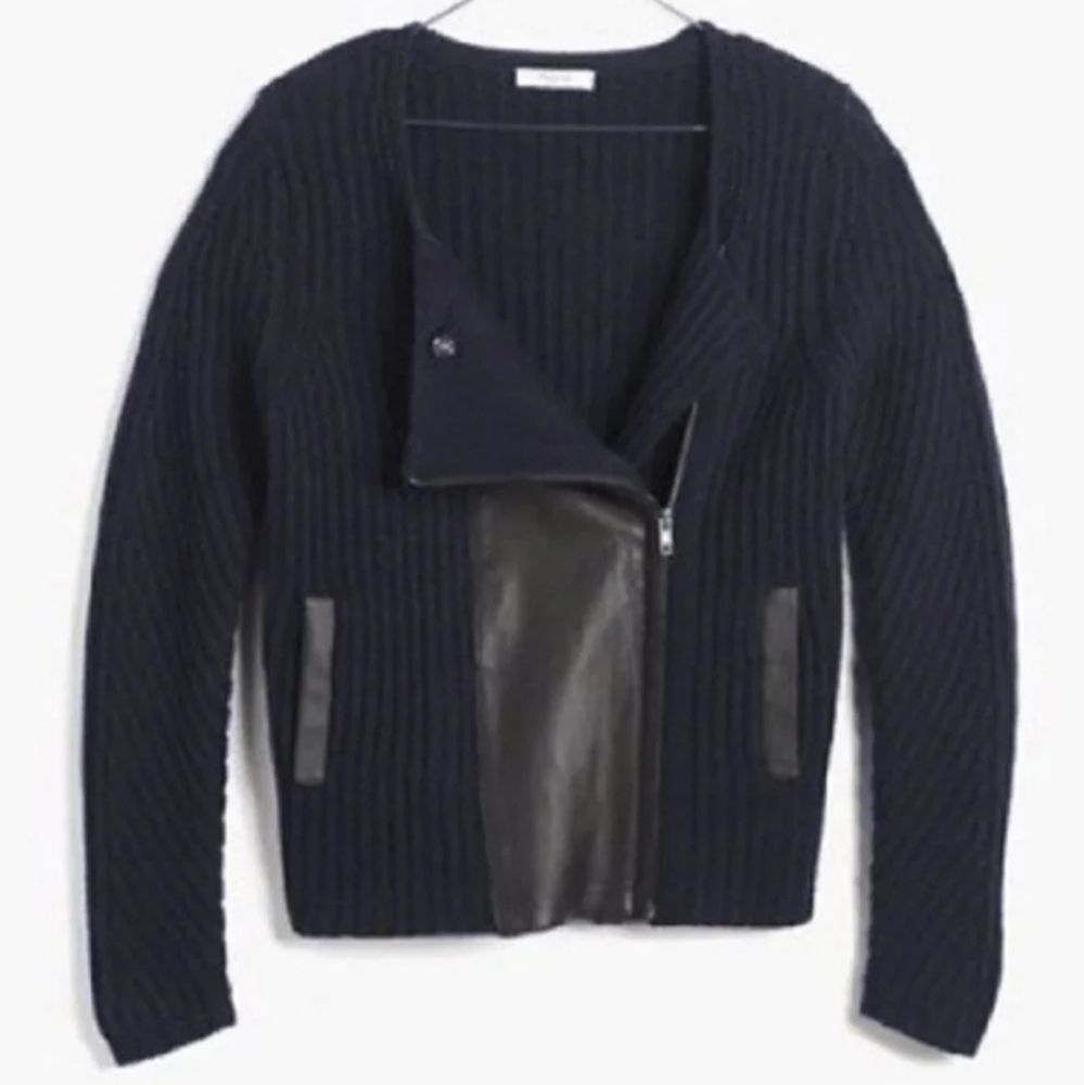 Madewell Merino Wool & Leather Sweater - Women's Size XS - Moto Indie Sleaze